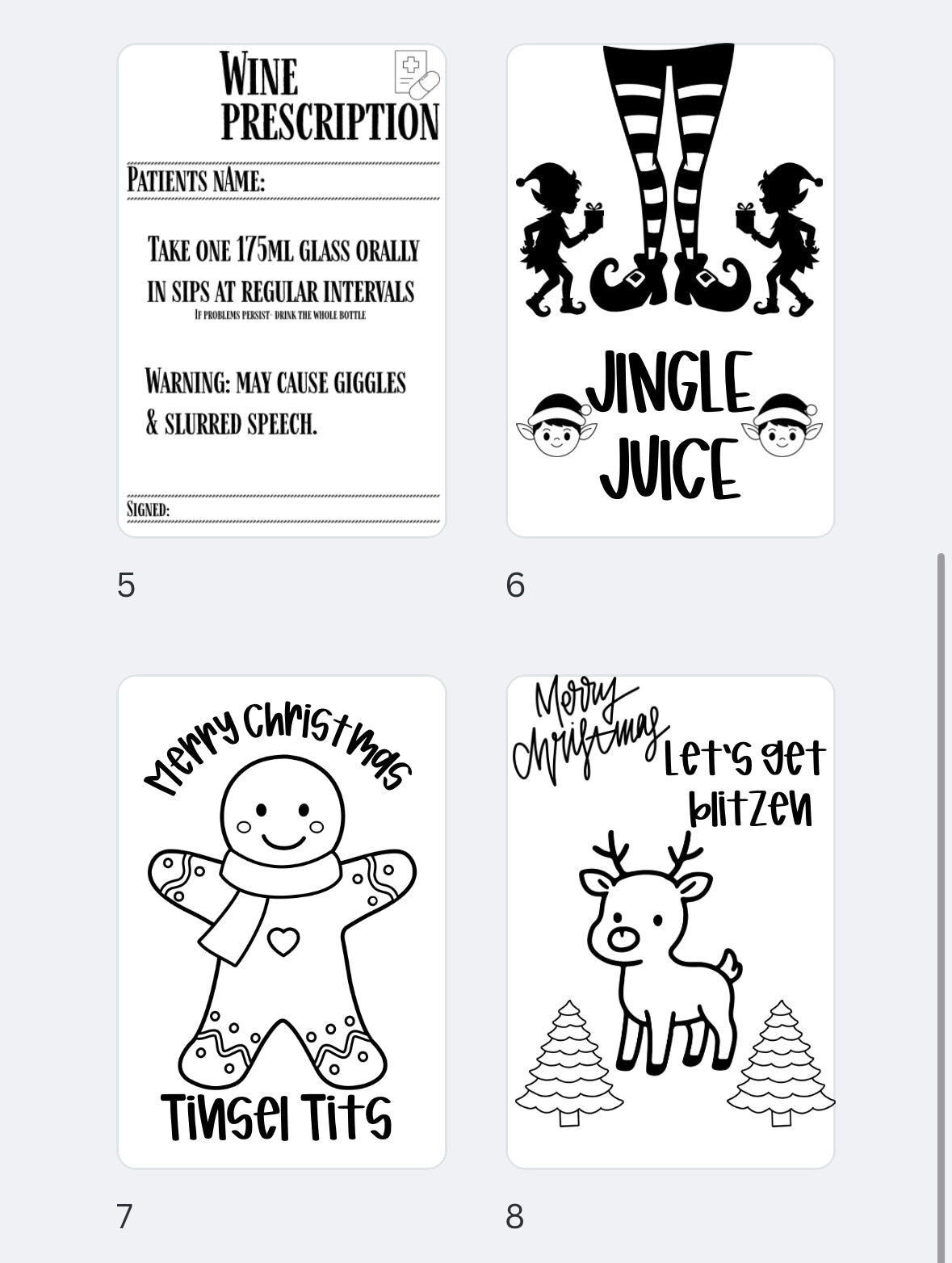 Ten thermal wine labels Christmas addition