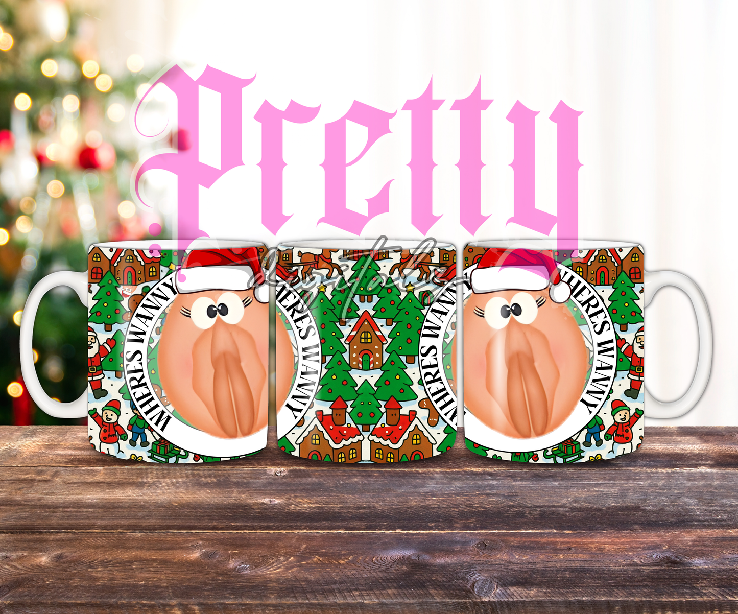 Where’s Willy & Where’s Wanny Christmas Mug Wrap | Funny Adult Xmas Mug Designs | 11oz PNG Digital Download | Naughty Secret Santa Gift