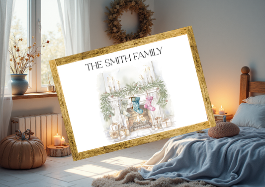 Rustic Christmas Fireplace & Stocking Scene Builder | 5-Piece PNG Set | Digital Download