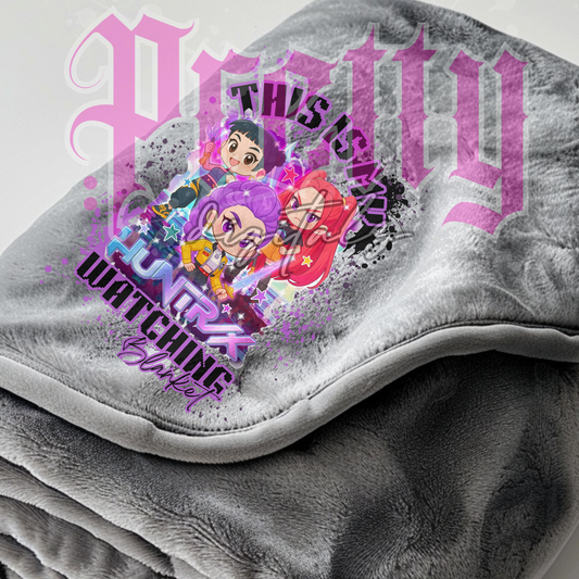 K pop watching blanket design png