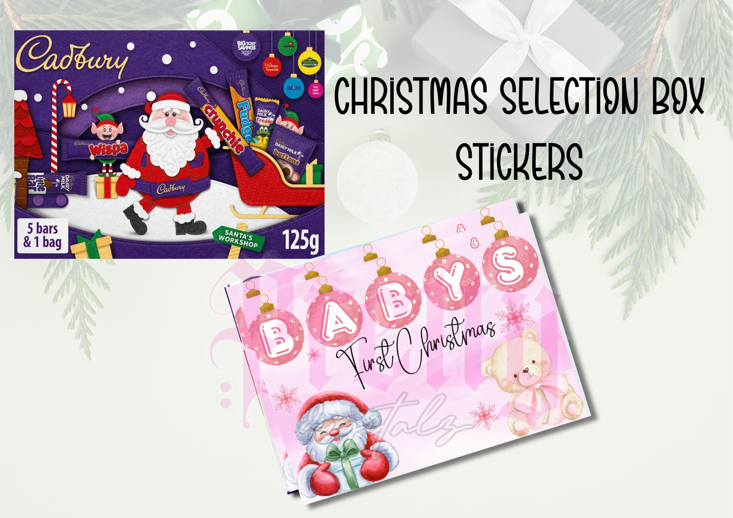 Selection Box Sticker Bundle (Set of 3) | Personalised Name Stickers | Printable PNG Digital Download Mock Up included