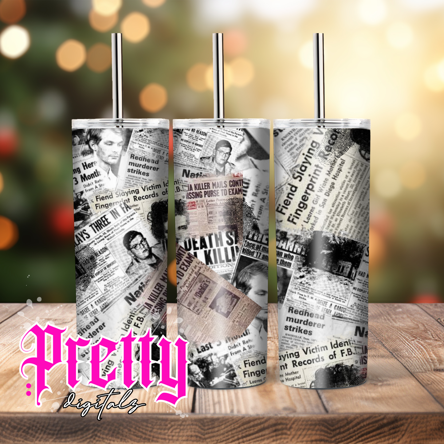 Crime newspaper tumbler and mug digital download