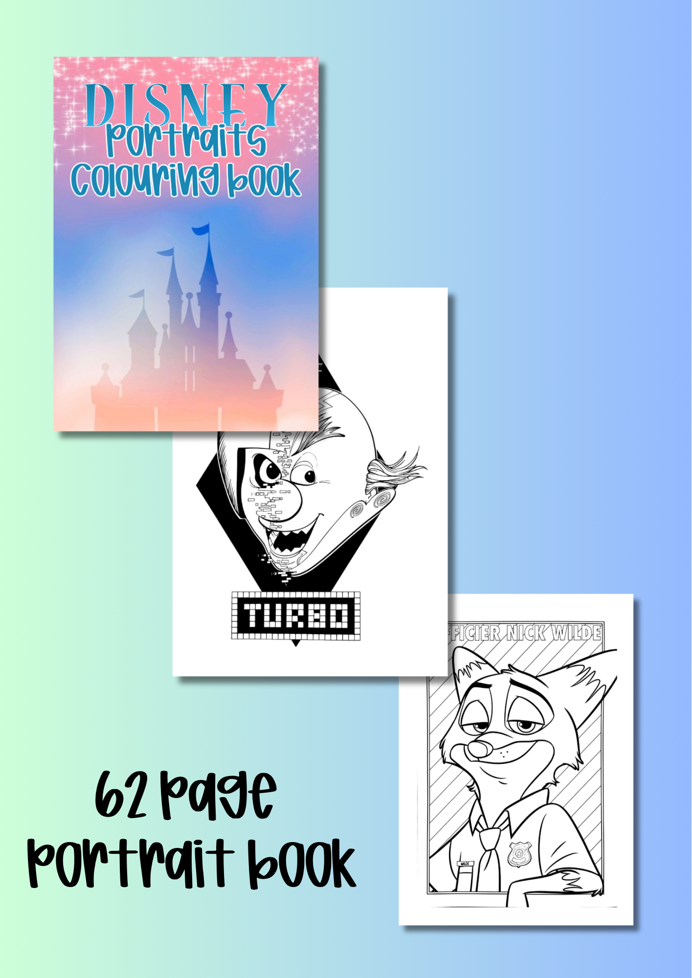 Character portrait colouring book PDF a4