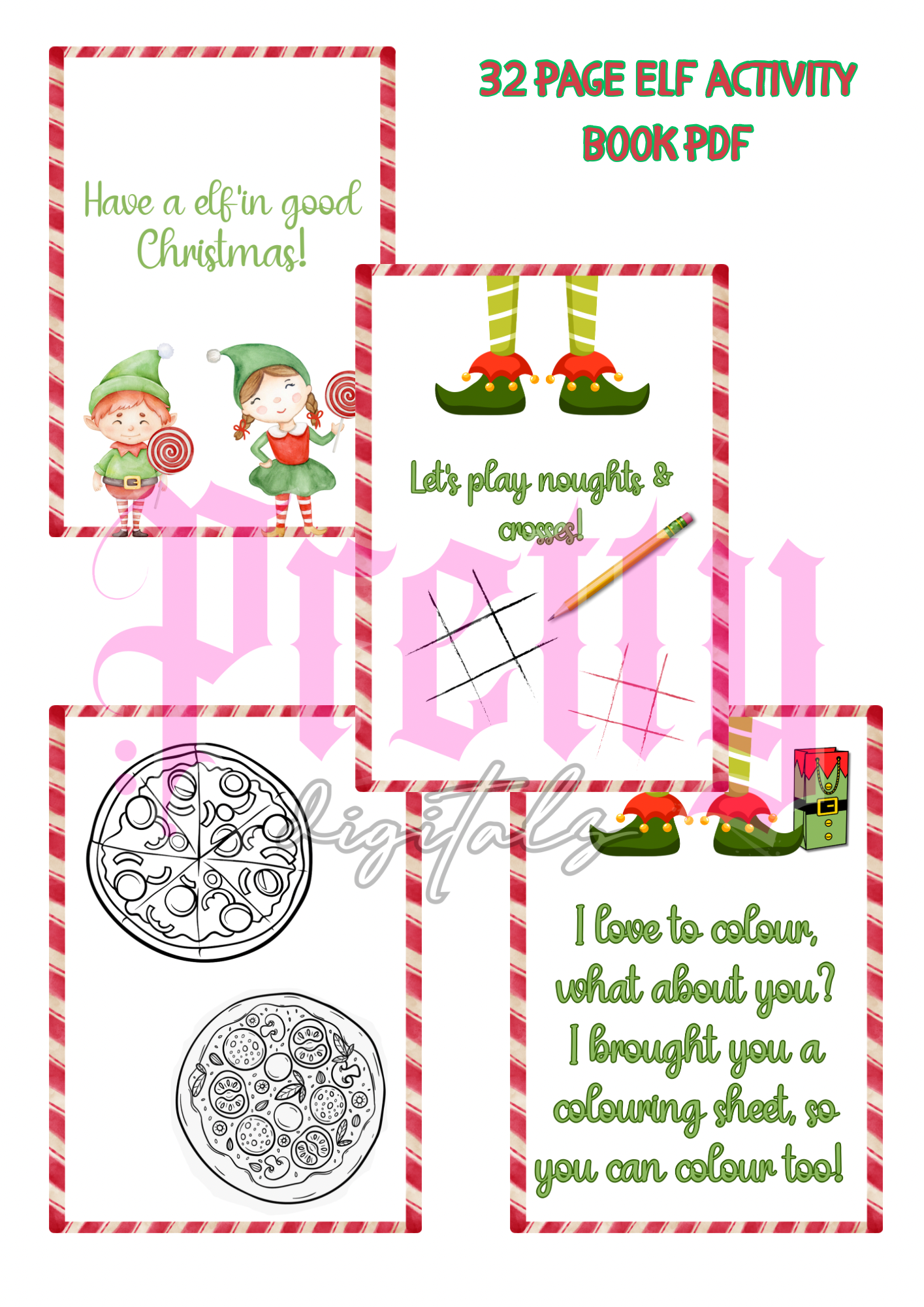 32 page elf activity printable book digital download