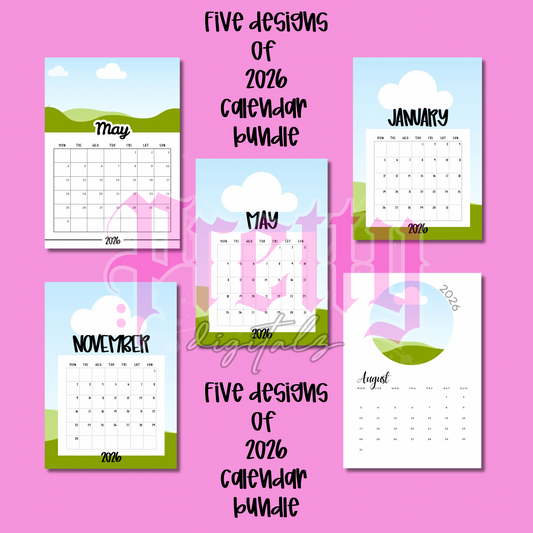 Bundle of 5 calendars for 2026