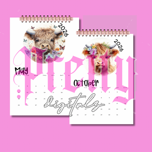 Highland cow 2026 Calender