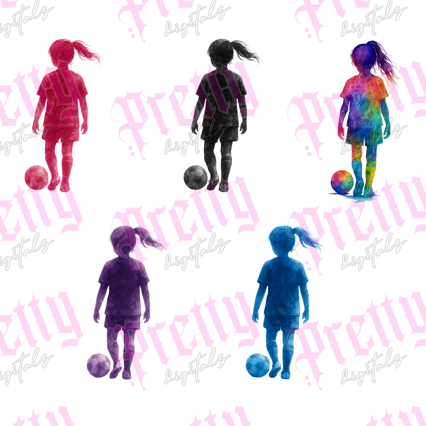 Football girls set of 5 PNGs