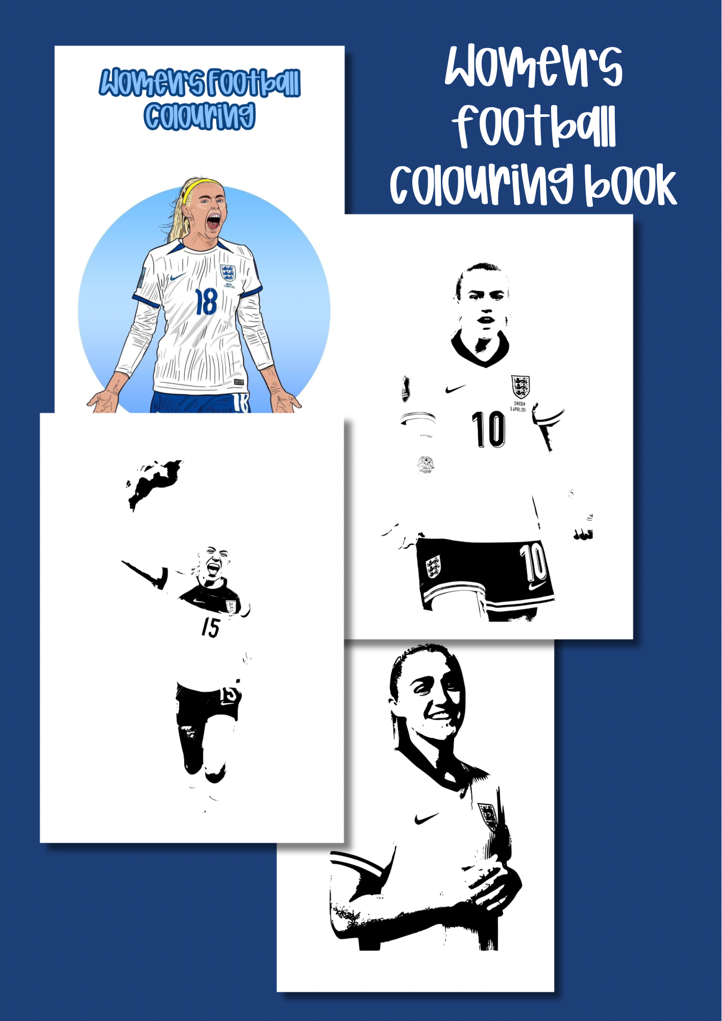 20 page England women’s football colouring book