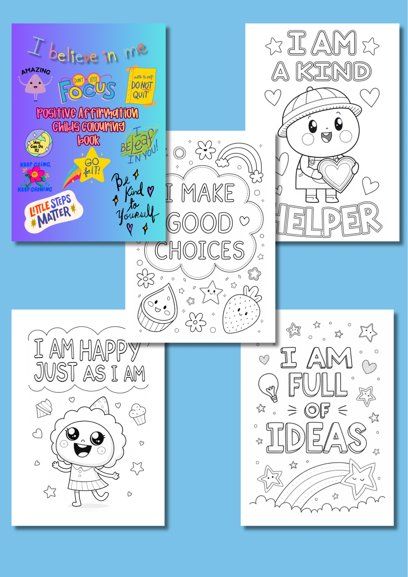 Positive affirmation for kids colouring book