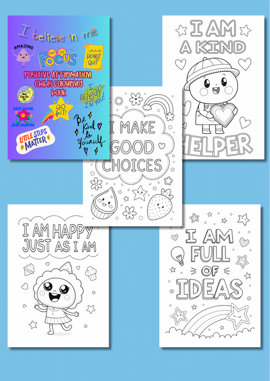 Positive affirmation for kids colouring book
