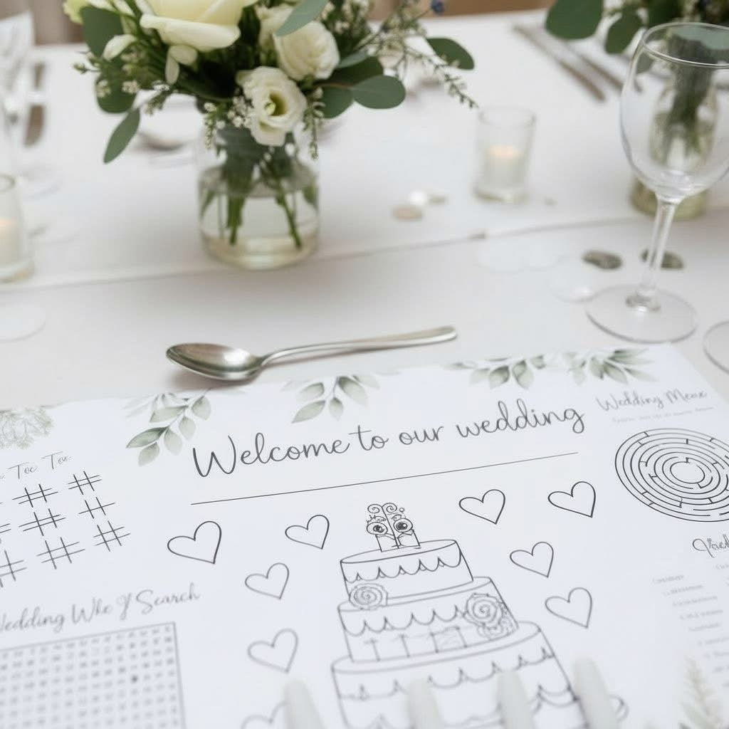Laminated Wedding Kids Activity Placemats with Pens – Pack of 10