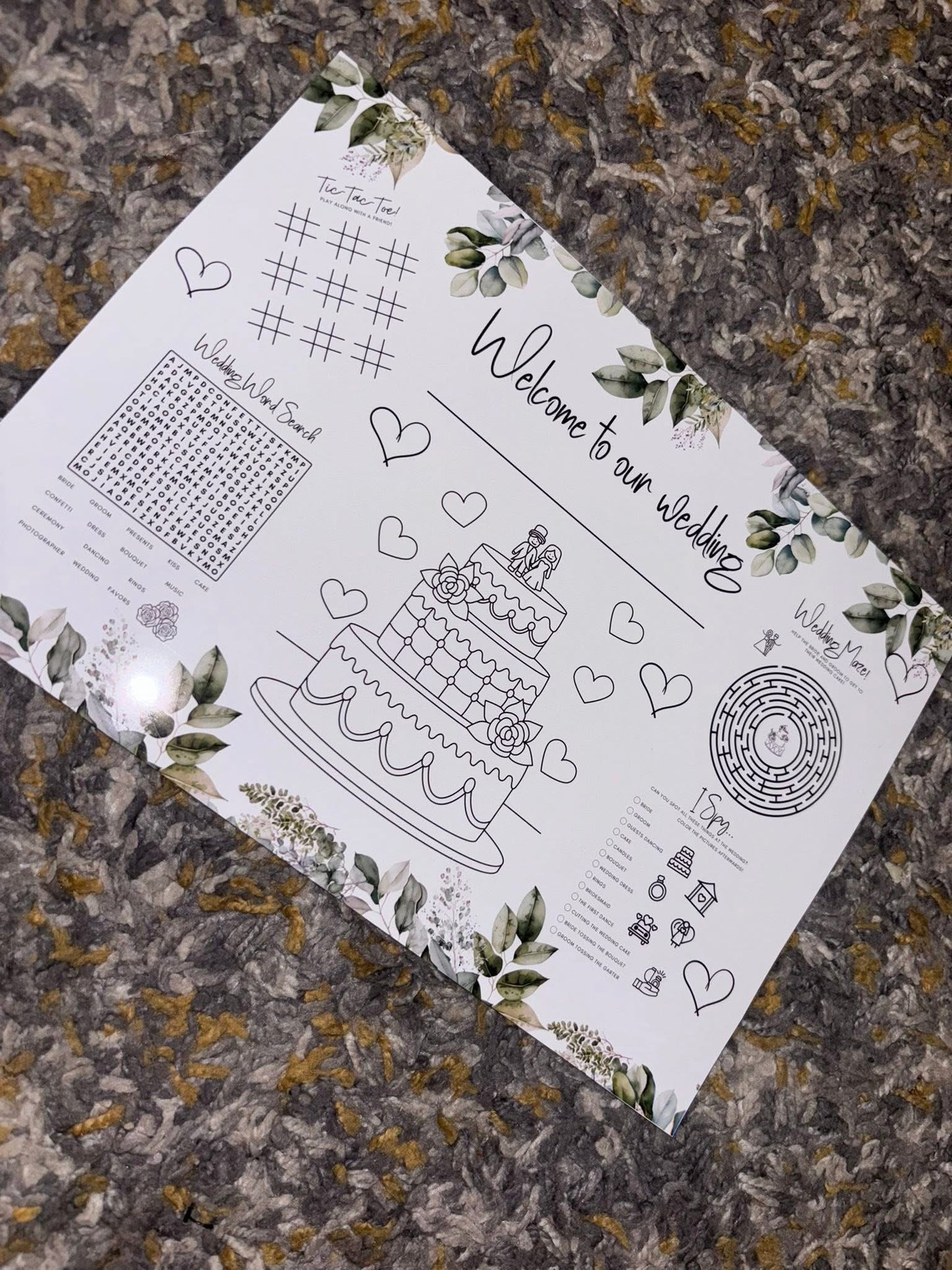 Laminated Wedding Kids Activity Placemats with Pens – Pack of 10