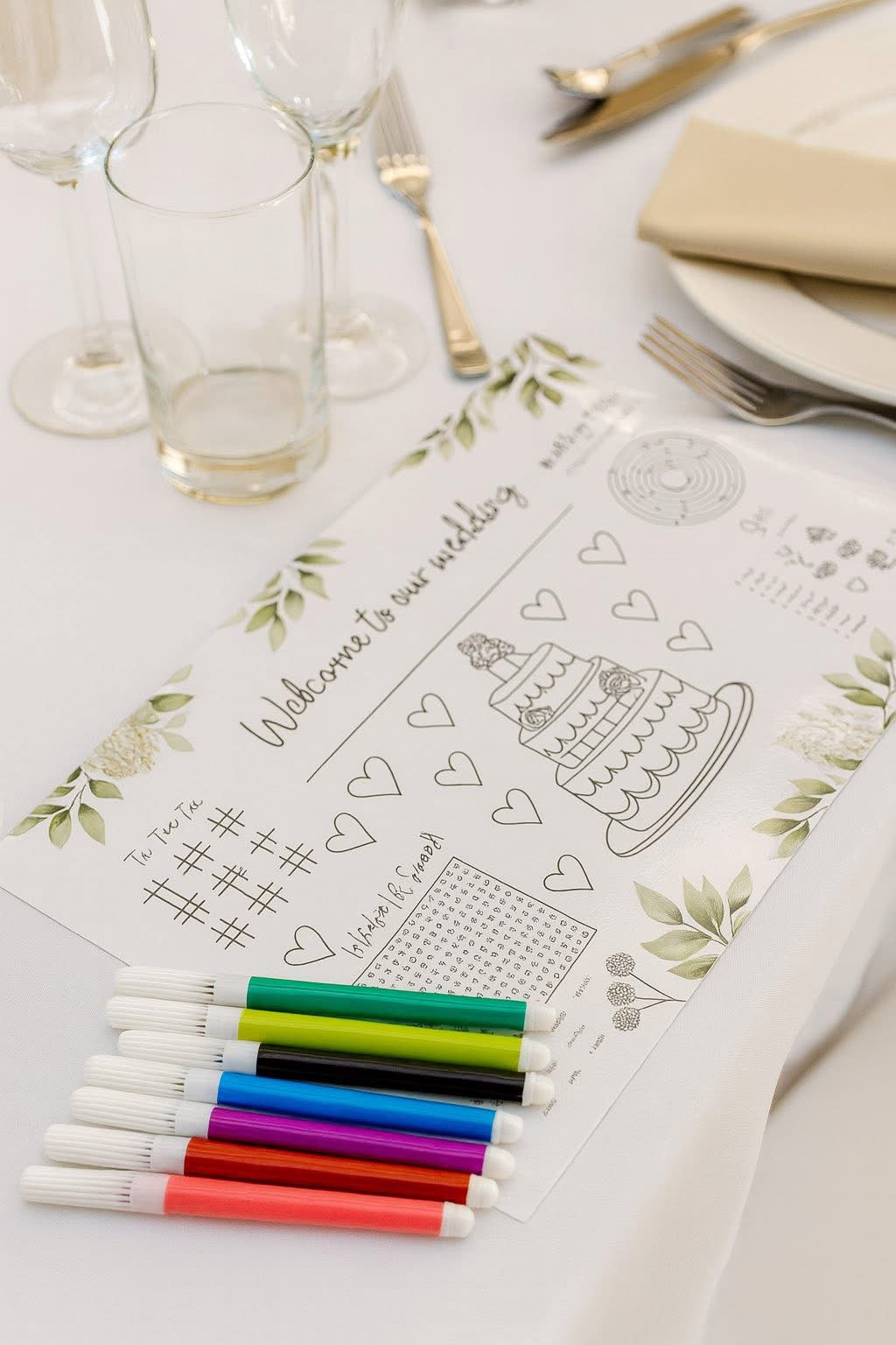 Laminated Wedding Kids Activity Placemats with Pens – Pack of 10