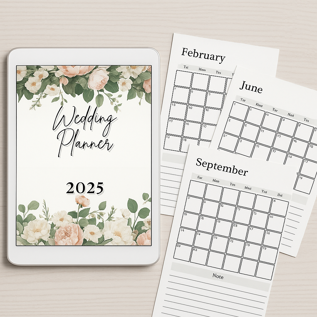 2025 Wedding Planner | 79-Page Digital Download & Printable Canva Template
