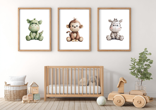 Safari Animal Clipart Bundle | Cute Baby Jungle Animals PNG | Watercolor Safari Nursery Decor | Baby Shower Invitations Digital Download