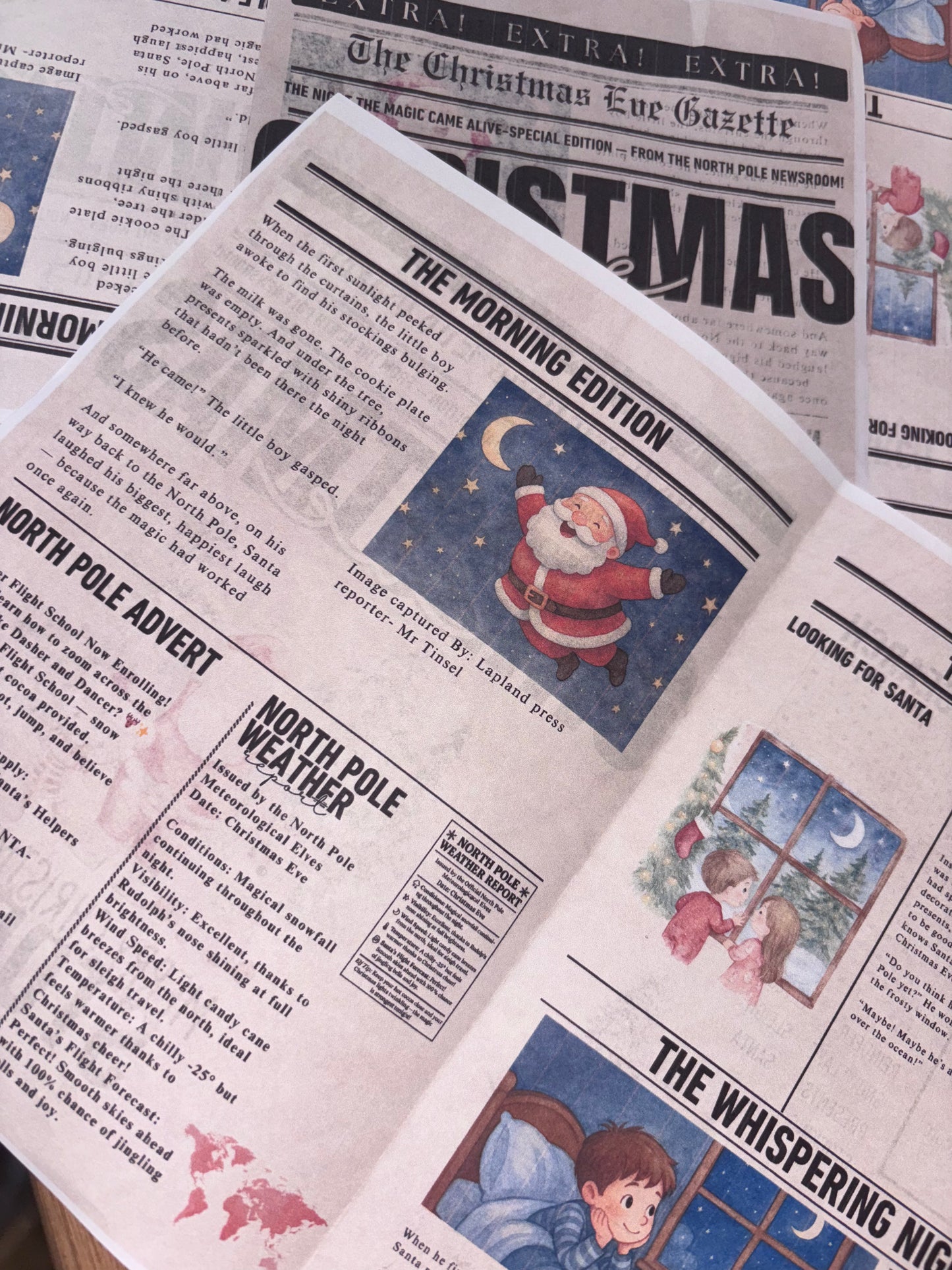 Christmas Story Newspaper Digital Download | Magical North Pole Times | Includes Boy & Girl Versions | Christmas Eve Printable Keepsake PDF