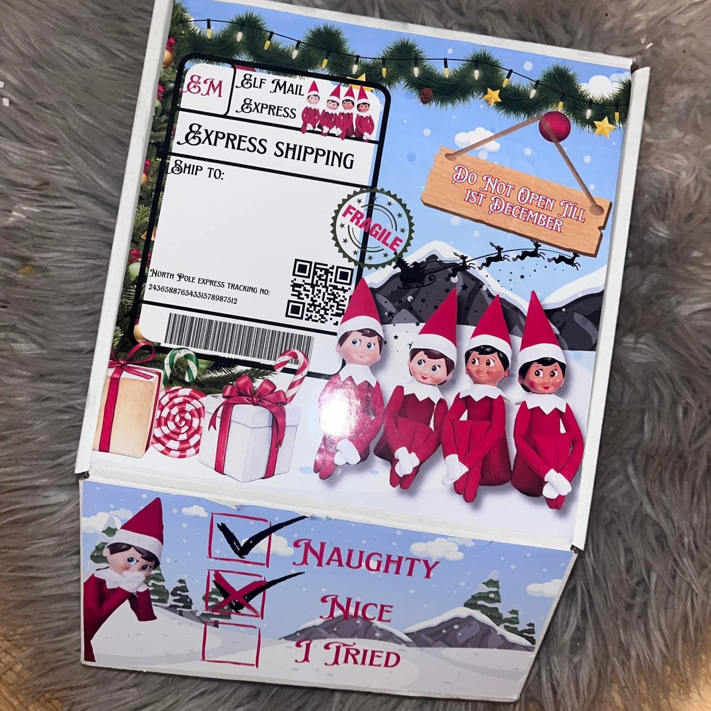 Elf Mail Express Box Printable – Naughty or Nice Christmas Elf Delivery Box PDF