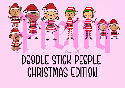 Doodle Stick People – Christmas Edition 🎄 | Festive Family Clipart Bundle
