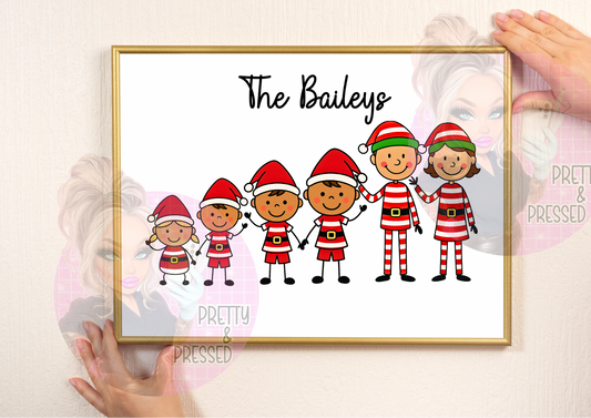 Personalised Doodle People Family Print | Custom Family Portrait | Hand-Drawn Cartoon Style Illustration | Unique Gift for Families & Couples