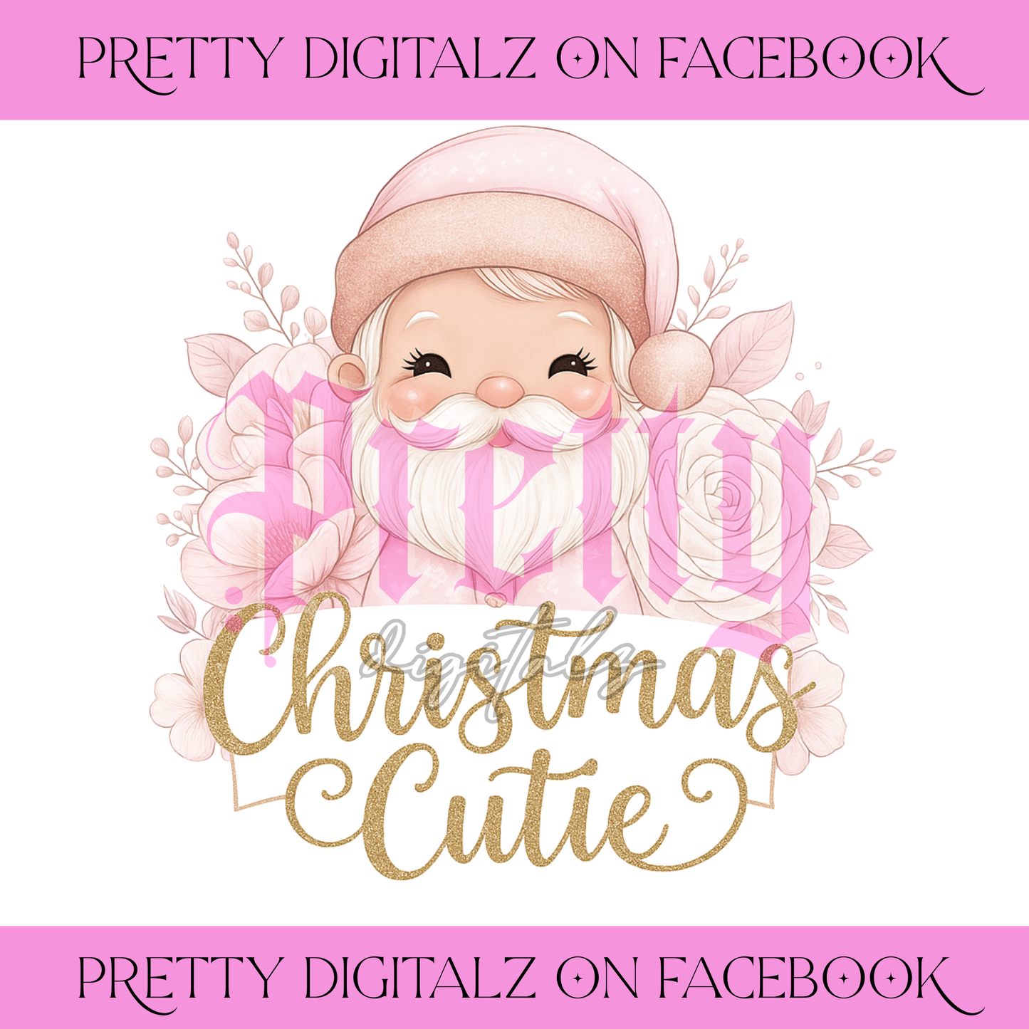 Christmas Cuties Trio – Red, Pink & Mint PNG Set | Adorable Santa Clipart Bundle